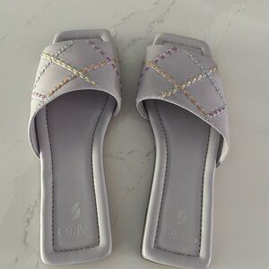 Franco Sarto Square Toe Slip-on Purple Sandals. Size 9M